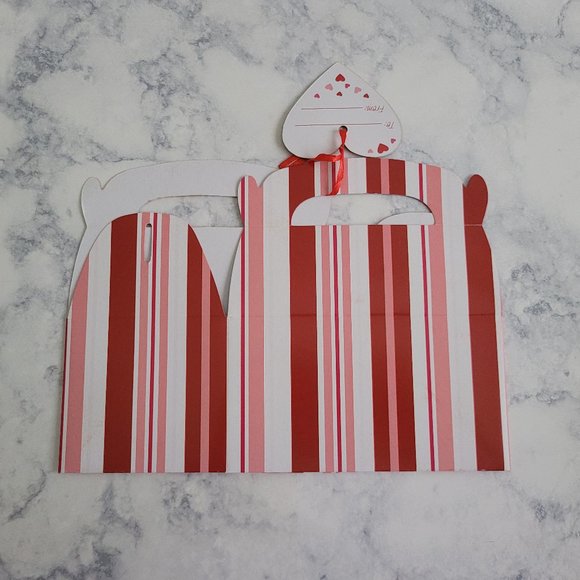 Valentine Stripe Treat Boxes with Handle * Gable Boxes - Picture 3 of 5